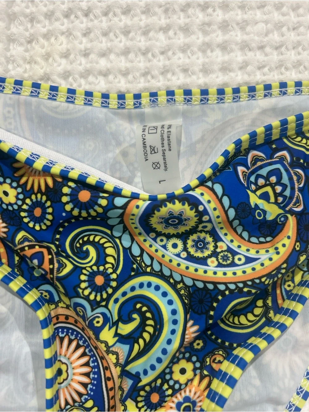 Women’s Blue Paisley Bandeau Bikini Set - Strap Option